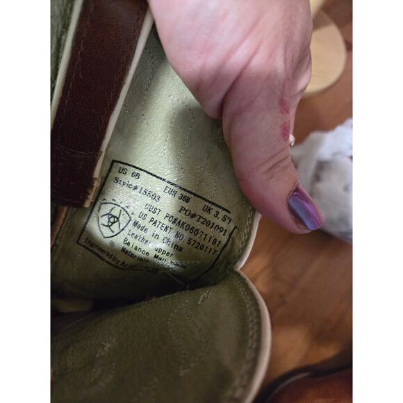 Ariat Snip Toe Western Cowgirl Boots Brown Leather Womens Size 6B 2in Heel - Picture 7 of 7